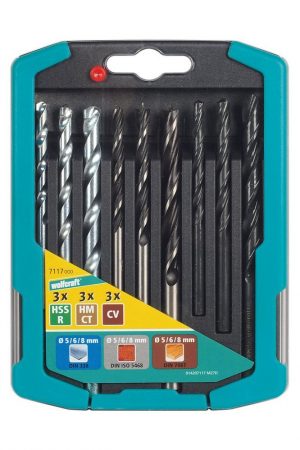 Wolfcraft Sada 9ks kombinovaných vrtáku kámen-dřevo-kov 7117000